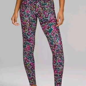 lululemon athletica HR Multicolor Floral Leggings Women's Size 6 Yoga Athletic
